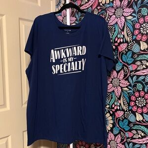 Torrid Navy Blue 'Awkward Is My Specialty' Short Sleeve Tee